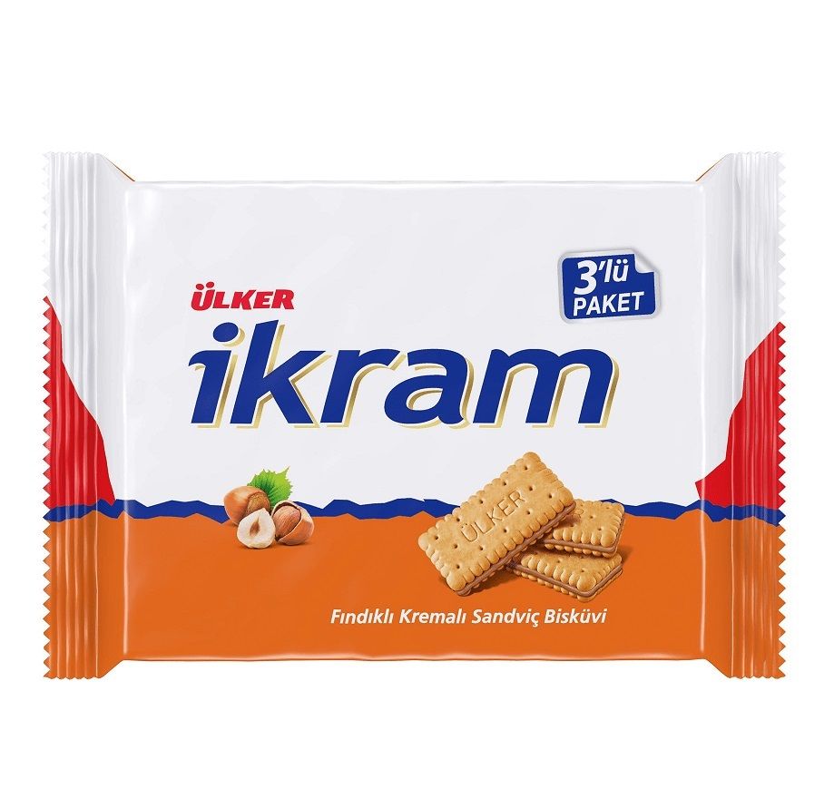 Ikram Hazelnut Cream Sandwich Biscuits 3 Pack 84 Gr