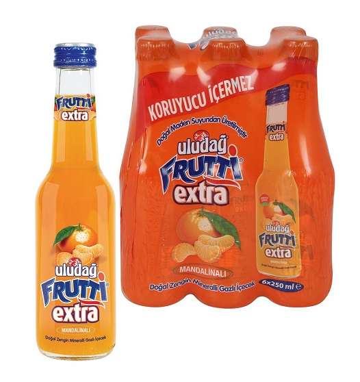 Uludag Frutti Extra Tangerine Flavored Sparkling Mineral Water 24x250 Ml