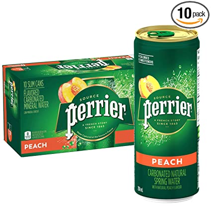 Perrier Natural Spring Water Peach 10 Cans