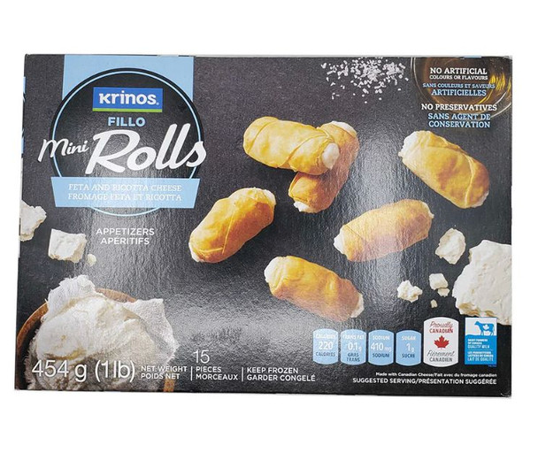 Krinos Mini Fillo Rolls Feta And Ricotta 454gr