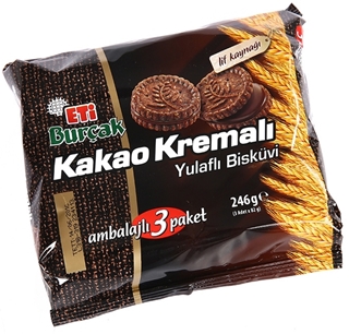 Burcak Cacao Cream Filled Wheat Biscuits 3 Pack 246 Gr