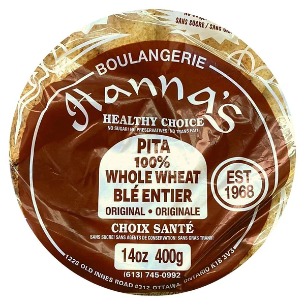 Hanna’s Whole Wheat Pita 400g