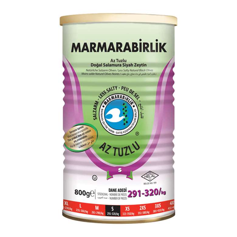 Marmarabirlik Natural Olives Noires Less Salty S 800 G / Marmarabirlik Doğal Siyah Zeytin Az Tuzlu S