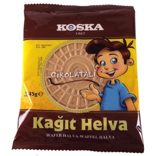 Koska Chocolate Flavored Wafer 45 G / Koska Çikolatalı Kağıt Helva 45 G